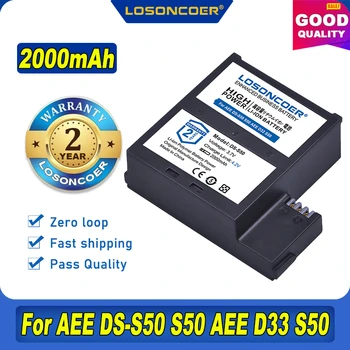 100% Оригинальный LOSONCOER Новый 2000 мАч DS-S50 DSS50 S50 Аккумулятор Accu Для камеры AEE D33 S50 S51 S60 S71 S70