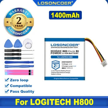 100% Оригинальный LOSONCOER НОВЫЙ Аккумулятор 1400 мАч Для LOGITECH H800 533-000067 AHB472625PST 981-000337 Наушники Для Наушников
