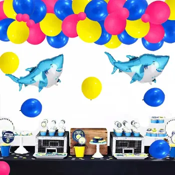 109 шт. Набор гирлянд из воздушных шаров Baby Shark Party для детского дня рождения, синие розовые Желтые латексные шары в форме акулы, декор из воздушных шаров