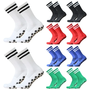 2 Пары новых силиконовых нескользящих футбольных носков для соревнований, для мужчин и женщин, для занятий спортом на открытом воздухе, дышащие футбольные носки