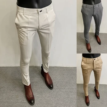 2023 Весна-лето Новые однотонные брюки для делового повседневного костюма, стрейчевые Тонкие офисные брюки, мужские брюки для костюмов 36-28