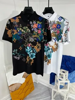 2023 Весна-лето Новый бренд Desiger с цветочным принтом, шикарная мужская высококачественная рубашка-поло, топы C786