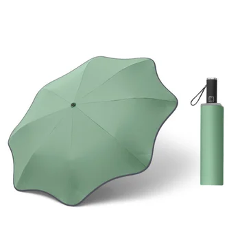 2023 Новый Круглый Угловой Зонт Ночной Светоотражающий Автоматический Зонт Складной Anti-poke Черный Клей Anti-wind Роскошный Дизайнер