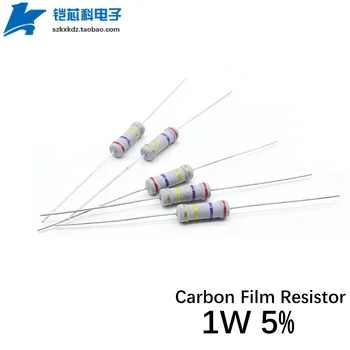 20шт Резистор из углеродной пленки 1 Вт 5% 1R-910K 10 100 120 180 15 Ом 33K 1K 10K 100K Цветное Кольцевое сопротивление