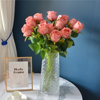 5шт Букет искусственных роз для сада Домашнего декора Шелковый цветок Свадебное украшение DIY реквизит для фотосессии Подарок на День Святого Валентина