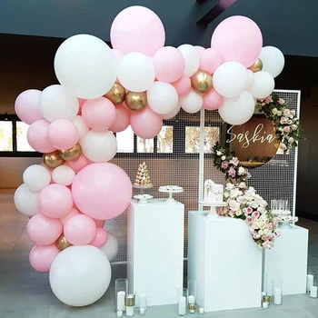 66шт белые розовые воздушные шары гирлянды арки macarons латексный воздушный шар день рождения свадебное украшение воздушными шарами