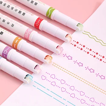6шт разных цветов С разной формой изгиба Тонкие линии, ручки для заметок, Ручки для детей-подростков, пишущих дневники