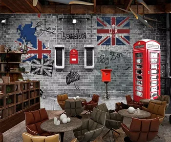 beibehang Пользовательские обои 3D фотообои Европа и Соединенные Штаты ретро Лондон телефонная будка ресторан 3d обои фрески