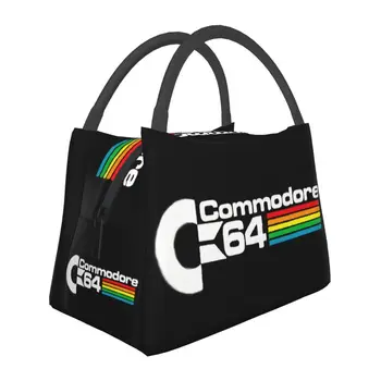 Commodore 64 Ретро Классическая изолированная сумка для ланча для работы в офисе с логотипом C64 Amiga, Компьютерный ланч-бокс с термоохлаждением, ланч-бокс для женщин