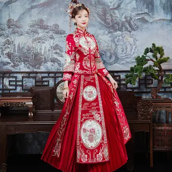 FZSLCYIYI XiuHe Высококачественное Красное Китайское Свадебное платье Женский Чонсам Тонкое Китайское Традиционное платье Невесты Для Свадебной вечеринки Qipao