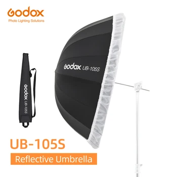 Godox UB-105S 41 дюйм 105 см Параболический Черный Светоотражающий Зонт Studio Light Umbrella с Черным Серебристым Рассеивателем, Покрывающим Ткань