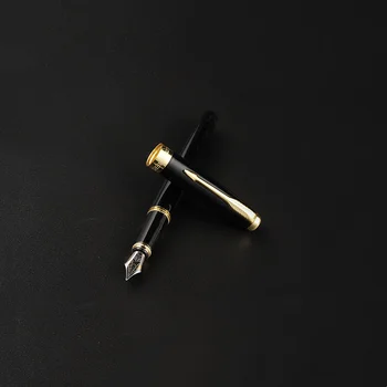 HERO 1502 Черная металлическая авторучка с золотым зажимом, иридиевый наконечник, тонкая ручка 0,5 мм для письма, Офисные школьные принадлежности, канцелярские принадлежности