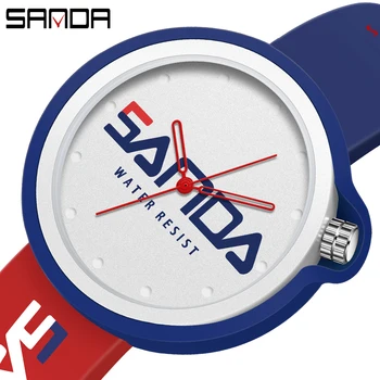 SANDA 2022 Женские кварцевые часы Модные повседневные часы Женские силиконовые часы водонепроницаемые женские аналоговые часы