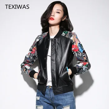 TEXIWA Плюс Размер 4XL100% Натуральная Дубленка, топы, куртка-бомбер из натуральной кожи в стиле панк, женская Яркая Верхняя одежда, Бейсбольная куртка