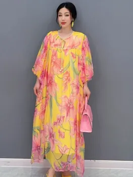 URIOR 2023 Летнее новое женское платье с индивидуальным принтом, шифоновое элегантное платье с цветочным узором для девочек