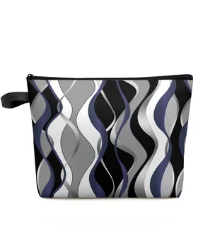 Абстрактная линия, градиент, темно-синяя косметичка, сумка для путешествий, женские косметические сумки, Туалетный органайзер, пенал для хранения