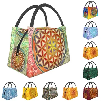 Винтажные геометрические термоизолированные сумки для ланча Flower Of Life, женская Мандала, Многоразовый контейнер для ланча, Коробка для хранения еды