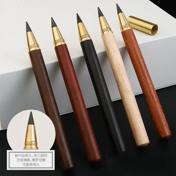 Винтажный деревянный Вечный карандаш из латуни и сандалового дерева, деловой подарочный карандаш, Деревянные карандаши для письма