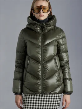 Горячая зимняя распродажа, Новый женский черный глянцевый короткий пуховик с капюшоном, теплое и удобное толстое пальто