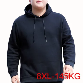 Демисезонный толстовка 8XL бюст 146 см 5XL 6XL 7XL плюс размеры черный цвет для мужчин повседневное толстовка