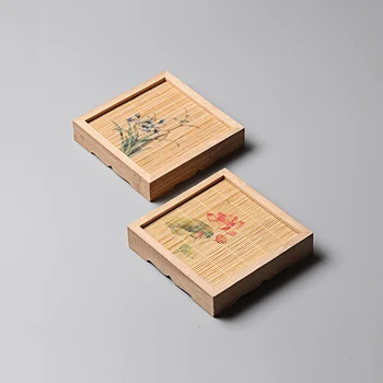 Дизайн Орхидеи и Лотоса Бамбуковая подставка для чайного сервиза Kong Fu Аксессуар Из натурального Материала Коврик для чайника