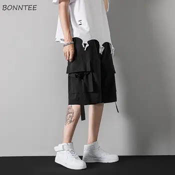 Дизайнерские шорты с большими карманами, мужские повседневные летние шорты для подростков, крутая мешковатая универсальная японская дышащая тактика, Красивая студенческая уличная одежда