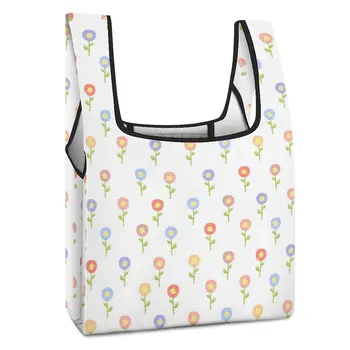 Женская складная сумка для покупок с индивидуальным рисунком, яркая Простая Цветочная легкая сумка для супермаркета, портативные складные сумки для путешествий