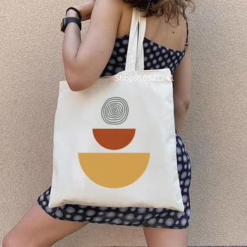Женская сумка для покупок Aesthetic Circle, незаменимая холщовая сумка для покупок в стиле харадзюку, подарочная сумка для девочек, модная сумка-тоут через плечо
