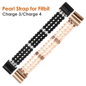 Женский браслет Charge 2 для Fitbit Charge 4 Charge 3 SE, ремешки для женщин и девочек, нарядные украшения, Эластичная замена, жемчуг, бисер