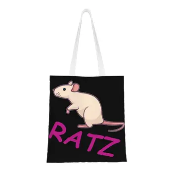 Иллюстрация переработки Ratz Mouse Хозяйственная сумка Женская наплечная холщовая сумка-тоут, моющиеся продуктовые сумки для покупок