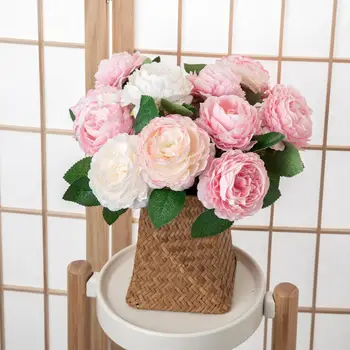Имитация цветка, Реалистичные неувядающие Эстетичные декоративные Розы из искусственной западной ткани, обернутые сердцевиной Пиона, декор гостиной