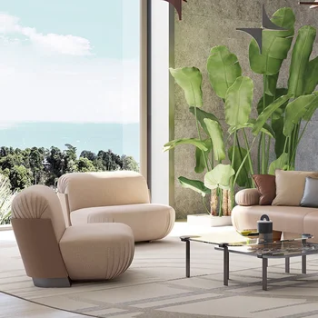 Итальянский роскошный кожаный диван-кресло в простой гостиной, высококлассное постмодернистское кресло для отдыха, диван-кресло