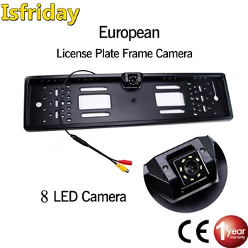 Камера заднего вида автомобиля ЕС Рамка европейского номерного знака Водонепроницаемая камера заднего вида ночного видения 4 или 8 светодиодов
