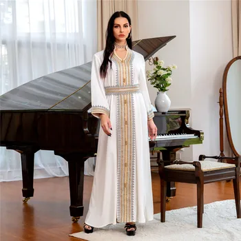 Комплект из 2 частей, Женское Дубайское Платье, Вечернее Платье для Вечеринки в Саудовской Аравии, Исламская Одежда, Мусульманский Ид Абая Джалабия, Марокканский Кафтан, Халат