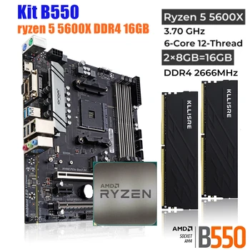 Комплект материнской платы ONDA B550 с процессором Ryzen 5 5600X R5 CPU DDR4 16GB (2*8GB) 2666MHz Memory AM4 B550M Set
