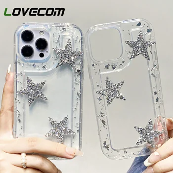 Корейский Блестящий Чехол Для Телефона Bling 3D Star Для iPhone 14 13 12 11 Pro Max 14 Plus Прозрачный Противоударный Мягкий Силиконовый Чехол Funda Cover Бампер