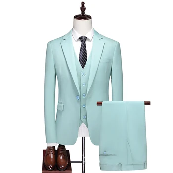 Костюм-тройка, мужская деловая повседневная официальная одежда для работы, собеседования, профессиональный костюм, свадебное платье жениха в натуральную величину