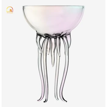 Креативный бокал для коктейлей HOUYUP 150 МЛ Прозрачная чашка для сока с медузой Высокий бокал Круглый бокал для вина и шампанского