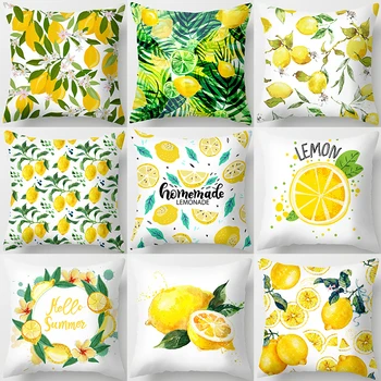 Летний декор с желто-лимонным рисунком, наволочка из полиэстера, наволочка для дивана, декоративная наволочка для подушки
