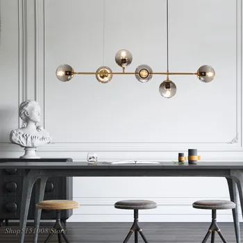 Люстра в скандинавском стеклянном шаре, Подвесные светильники Bubble LED, современные кухонные светильники для столовой, светильник для домашнего декора
