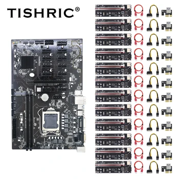 Материнская плата TISHRIC + 12ШТ Riser 009S Plus Для Видеокарты B250 BTC Материнская плата B250B LGA1151 Слот GPU Поддержка оперативной памяти DDR4 DIMM