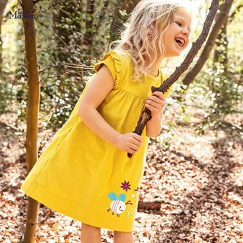 Милое летнее платье Little maven на Новый 2023 год для маленьких девочек, платье в цветочек с короткими рукавами и пчелками, милое платье для детей 2-7 лет