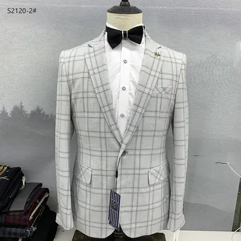 Модный Блейзер 2023Boutique Высокого класса, Мужской Красивый Трендовый Приталенный Осенний Новый Клетчатый Серый Пиджак Single West Business Small Suit