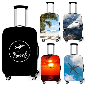Модный чехол для багажа с принтом самолета для путешествий, летние каникулы, защитные чехлы для чемоданов, эластичный чехол для тележки