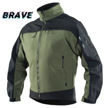 Мужские куртки военной тактики из кожи Акулы, воротник-стойка, пальто на молнии с несколькими карманами, мужские уличные водонепроницаемые ветрозащитные теплые топы