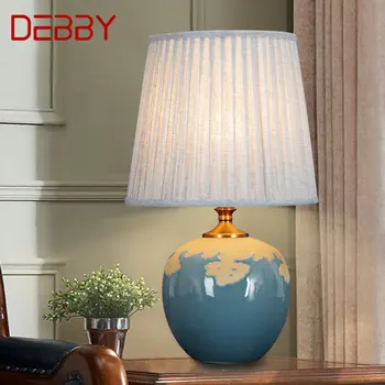 Настольная лампа DEBBY Nordic Luxury Creative Ceramics, современная светодиодная прикроватная лампа с синим затемнением для настольного декора в спальне