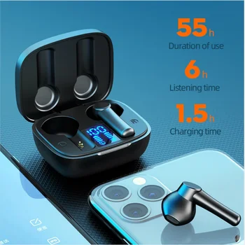 Наушники Bluetooth LB-8 Со светодиодным дисплеем, спортивные, водонепроницаемые, Шумоподавляющие, стерео, сенсорное управление, Беспроводная игровая гарнитура Tws