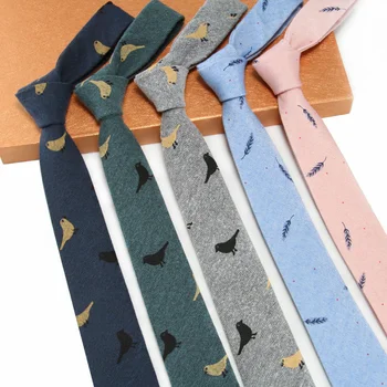 Новая корейская версия мужского официального галстука из хлопка и конопли, деловой повседневный галстук с принтом в стиле колледжа, универсальный мультяшный узор