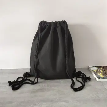 Новая холщовая сумка с плечевым ремнем Карман на шнурке Сумка для покупок Студенческий рюкзак хлопчатобумажная сумка для путешествий в школу спортзал