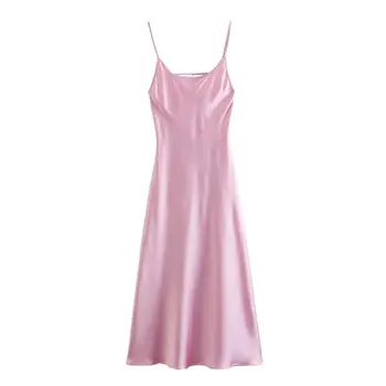 Новое платье Женское Лето 2023 Модный Розовый топ с открытой спиной Сексуальное шикарное вечернее платье на подтяжках Элегантная уличная праздничная одежда